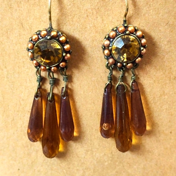 Elegant Brown Beaded Earrings - Picture 1 of 4